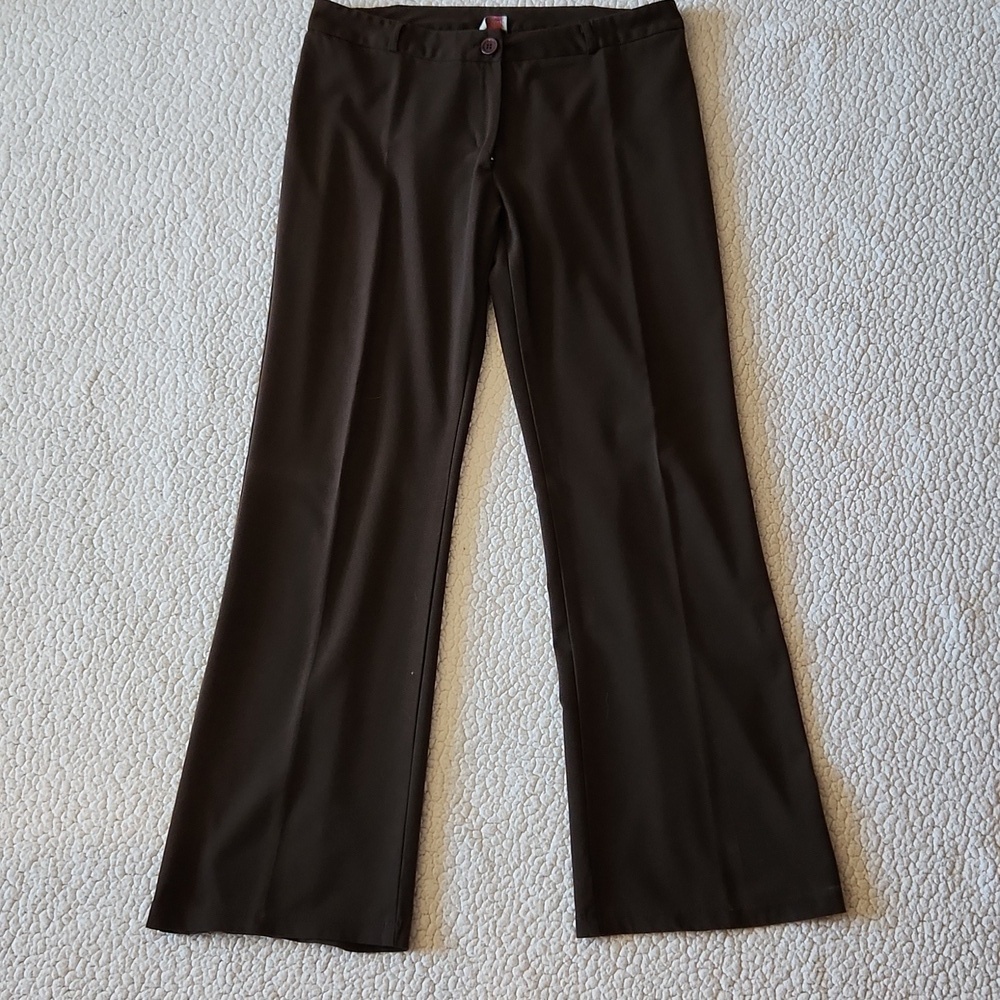 Vintage Y2K 90's Retro Check It Out Flare Leg High-rise Chocolate Brown Slacks